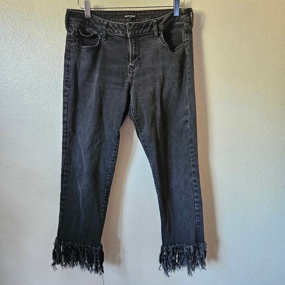 Charcoal Fringed Ankle Jeans